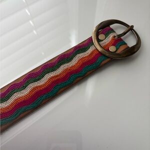 Lucky Brand Multicolor Wavy  Belt with Antique Brass Buckle